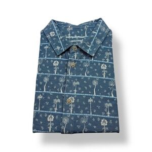 Tommy Bahama IslandZone Mens XL Tropical Palm Tree Print Short Sleeve Polo Shirt